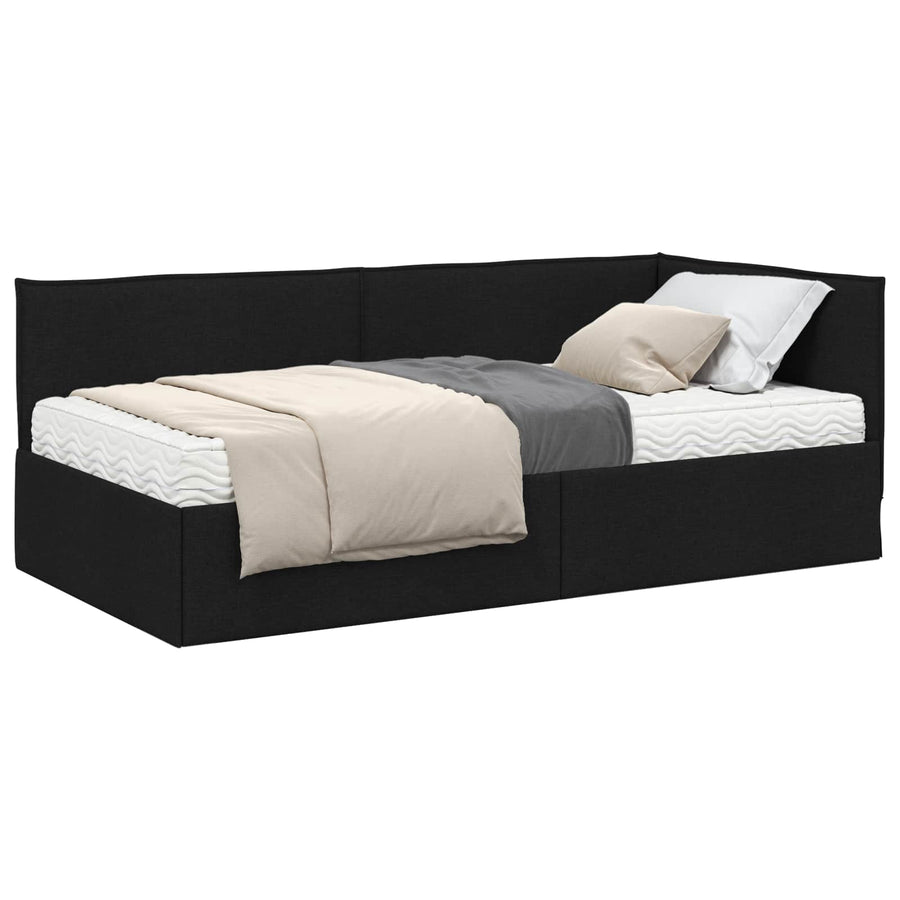 Hoekbedframe met Matras met hoofdeinde 2 pcs Groen Fluweel