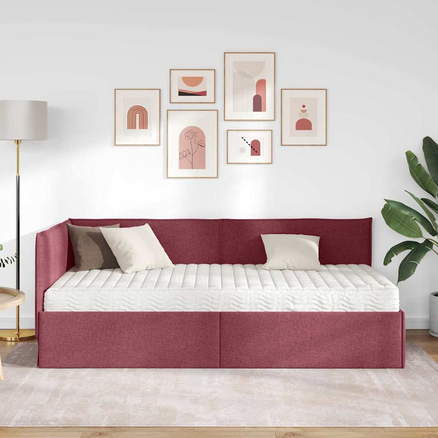 Hoekbedframe met Matras met hoofdeinde 2 pcs Grijs Fluweel