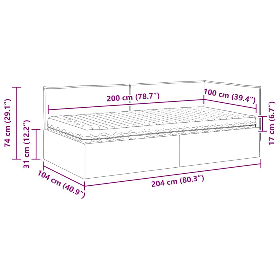 Hoekbedframe met Matras met hoofdeinde 2 pcs Grijs Fluweel