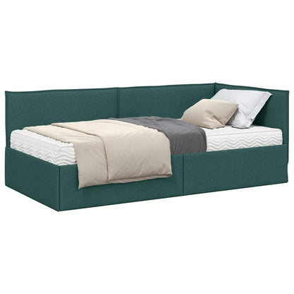 Hoekbedframe met Matras met hoofdeinde 2 pcs Groen Fluweel