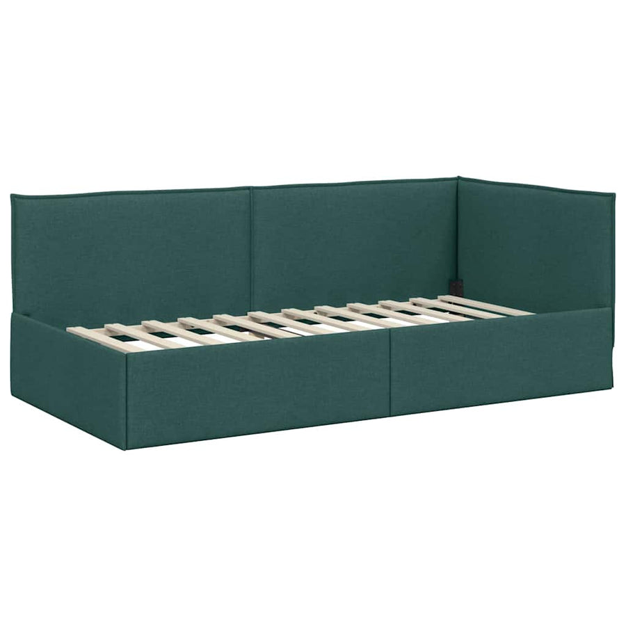 Hoekbedframe met Matras met hoofdeinde 2 pcs Groen Fluweel