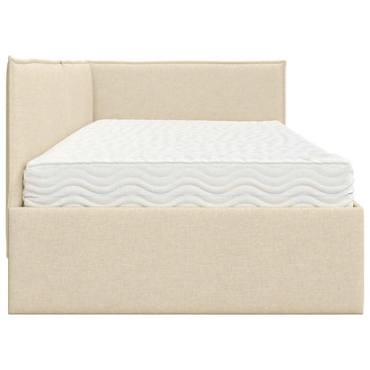 Hoekbedframe met Matras met hoofdeinde 2 pcs Crème Fluweel