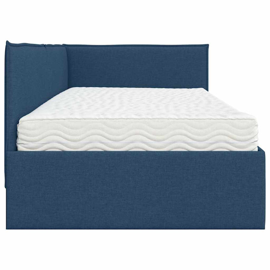 Hoekbedframe met Matras met hoofdeinde 2 pcs Blauw Fluweel