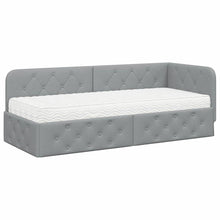 Hoekbedframe met matras Lichtgrijs 80 x 200 cm Stof