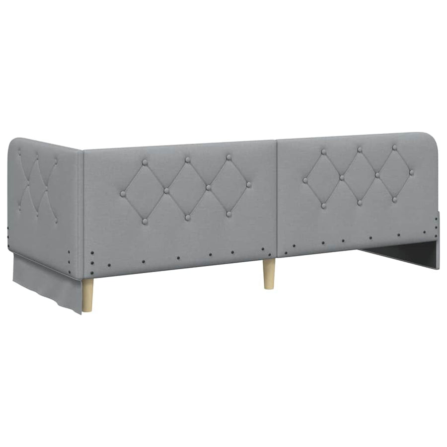 Hoekbedframe met matras Lichtgrijs 80 x 200 cm Stof