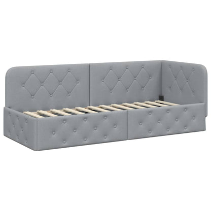 Hoekbedframe met matras Lichtgrijs 80 x 200 cm Stof