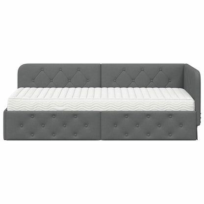 Hoekbedframe met matras Donkergrijs 80 x 200 cm Stof