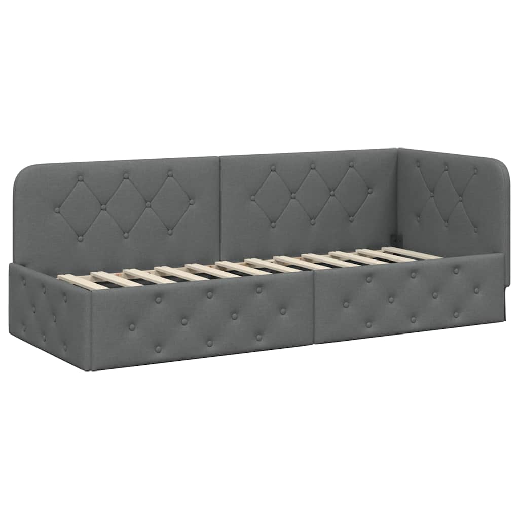 Hoekbedframe met matras Donkergrijs 80 x 200 cm Stof