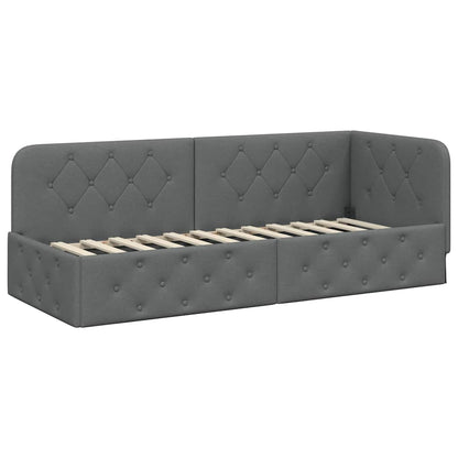 Hoekbedframe met matras Donkergrijs 80 x 200 cm Stof