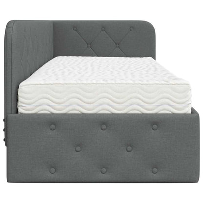 Hoekbedframe met matras Donkergrijs 80 x 200 cm Stof