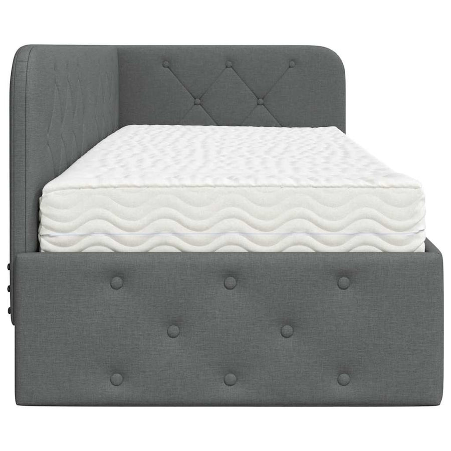 Hoekbedframe met matras Donkergrijs 80 x 200 cm Stof