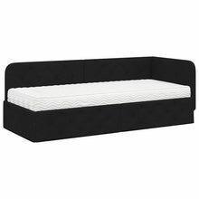 Hoekbedframe met matras met hoofdeinde Zwart 80 x 200 cm Stof
