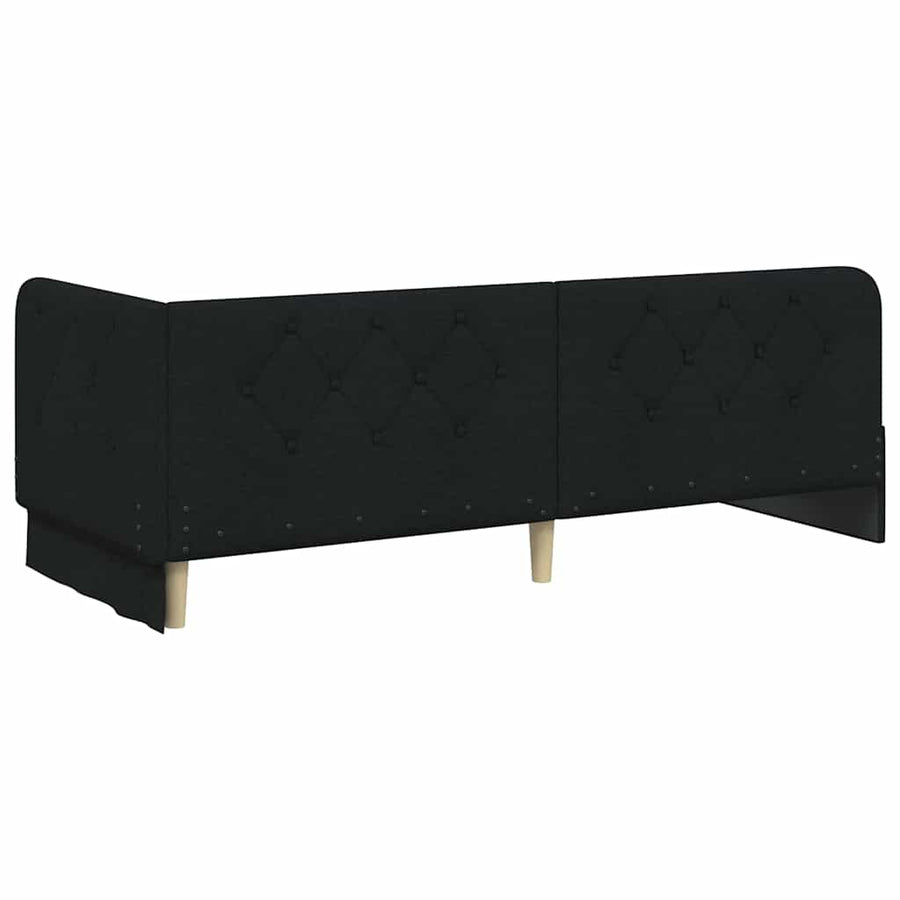 Hoekbedframe met matras met hoofdeinde Zwart 80 x 200 cm Stof