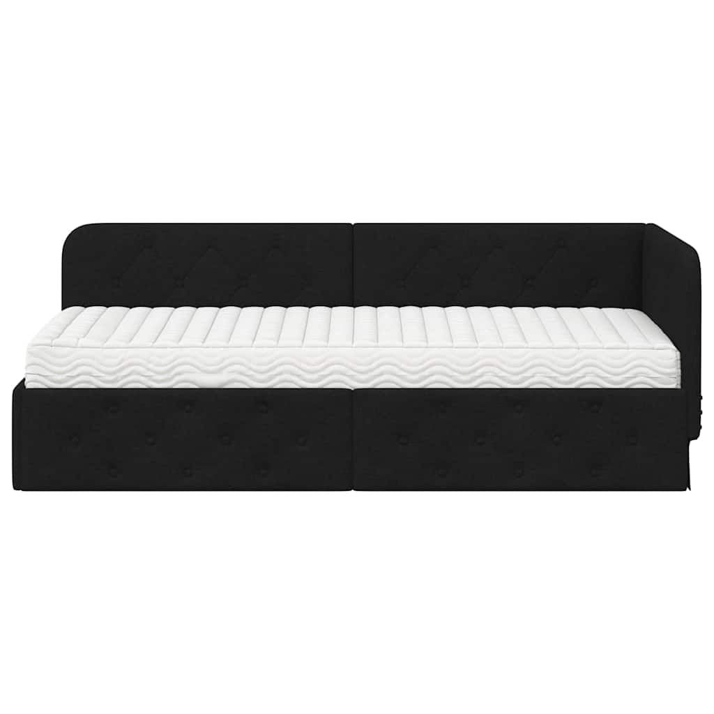 Hoekbedframe met matras met hoofdeinde Zwart 80 x 200 cm Stof