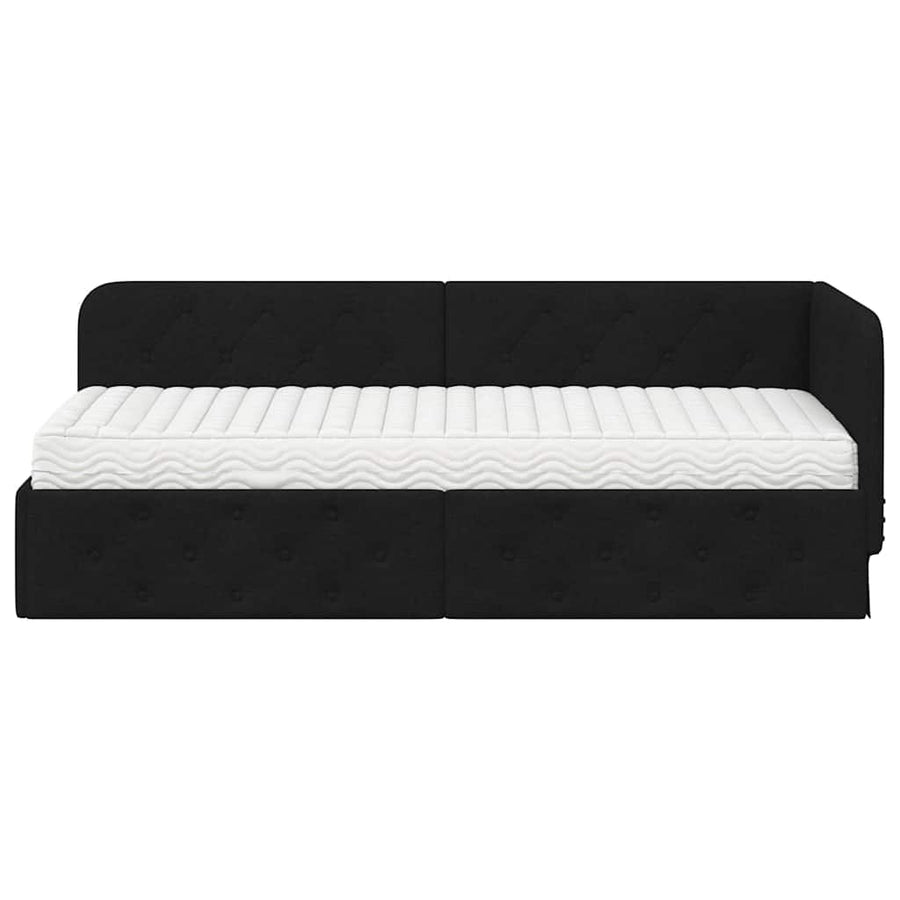 Hoekbedframe met matras met hoofdeinde Zwart 80 x 200 cm Stof