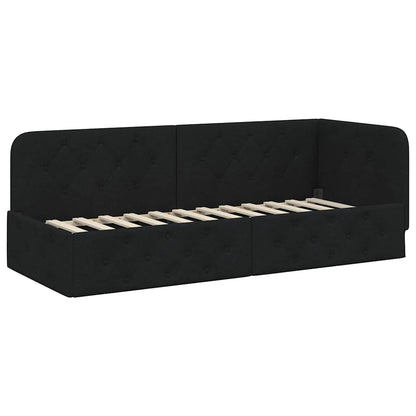 Hoekbedframe met matras met hoofdeinde Zwart 80 x 200 cm Stof