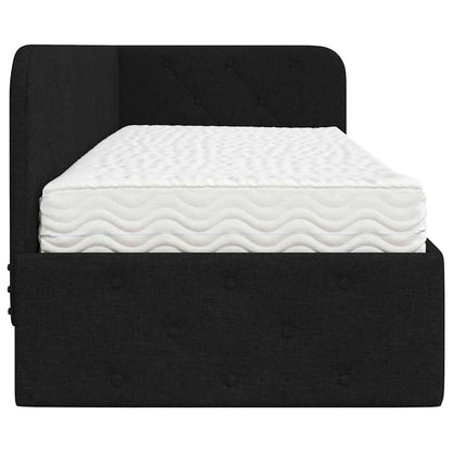 Hoekbedframe met matras met hoofdeinde Zwart 80 x 200 cm Stof