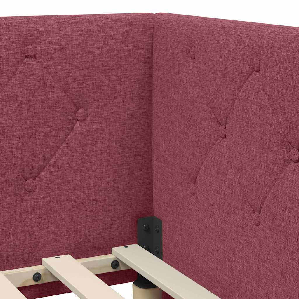 Hoekbedframe met matras Wijnrood 80 x 200 cm Stof