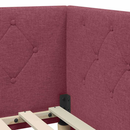 Hoekbedframe met matras Wijnrood 80 x 200 cm Stof