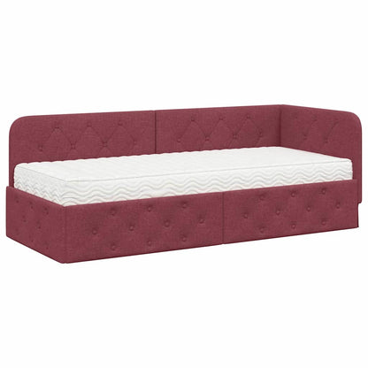 Hoekbedframe met matras Wijnrood 80 x 200 cm Stof