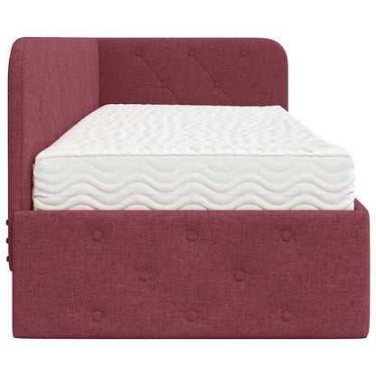Hoekbedframe met matras Wijnrood 80 x 200 cm Stof