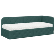 Hoekbedframe met matras Donkergroen 80 x 200 cm Stof