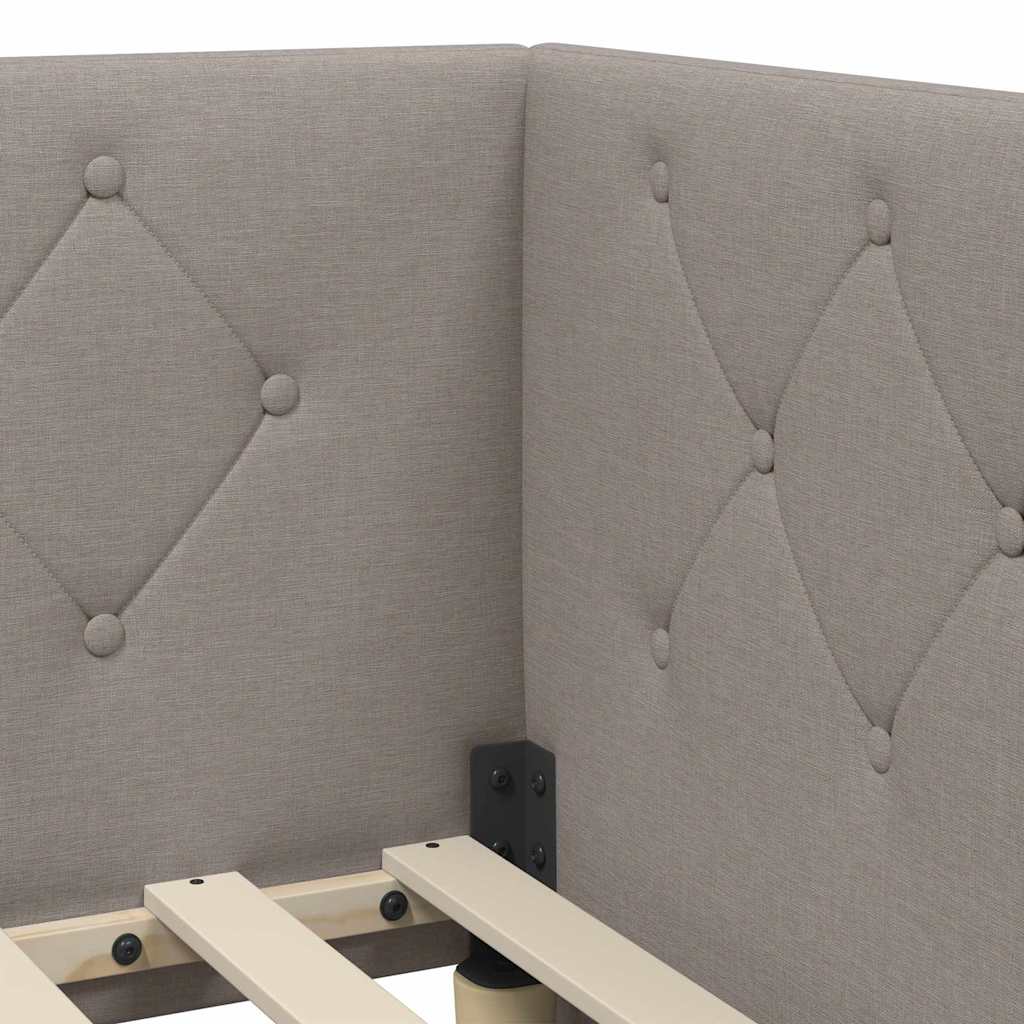 Hoekbedframe met matras met hoofdeinde Taupe 80 x 200 cm Stof
