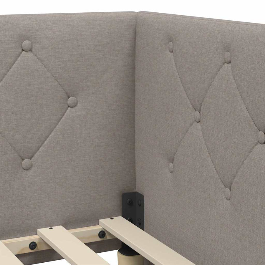 Hoekbedframe met matras met hoofdeinde Taupe 80 x 200 cm Stof