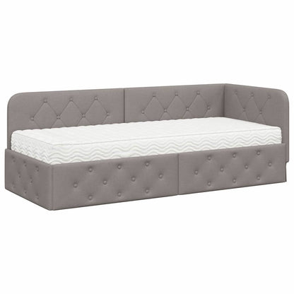 Hoekbedframe met matras met hoofdeinde Taupe 80 x 200 cm Stof