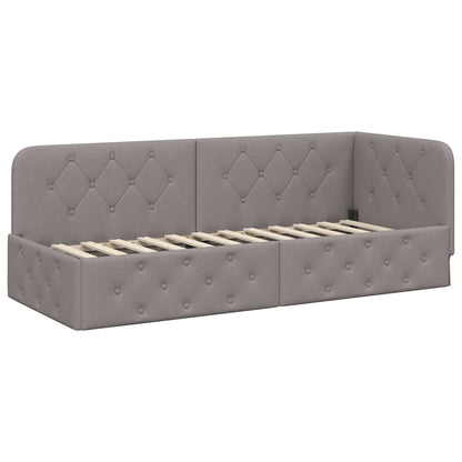Hoekbedframe met matras met hoofdeinde Taupe 80 x 200 cm Stof