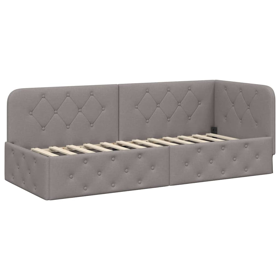 Hoekbedframe met matras met hoofdeinde Taupe 80 x 200 cm Stof
