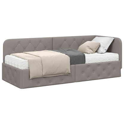 Hoekbedframe met matras met hoofdeinde Taupe 80 x 200 cm Stof