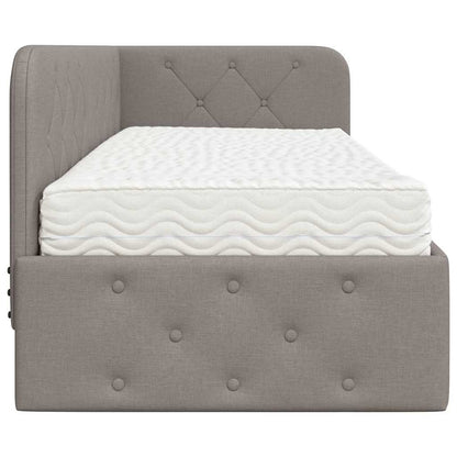 Hoekbedframe met matras met hoofdeinde Taupe 80 x 200 cm Stof