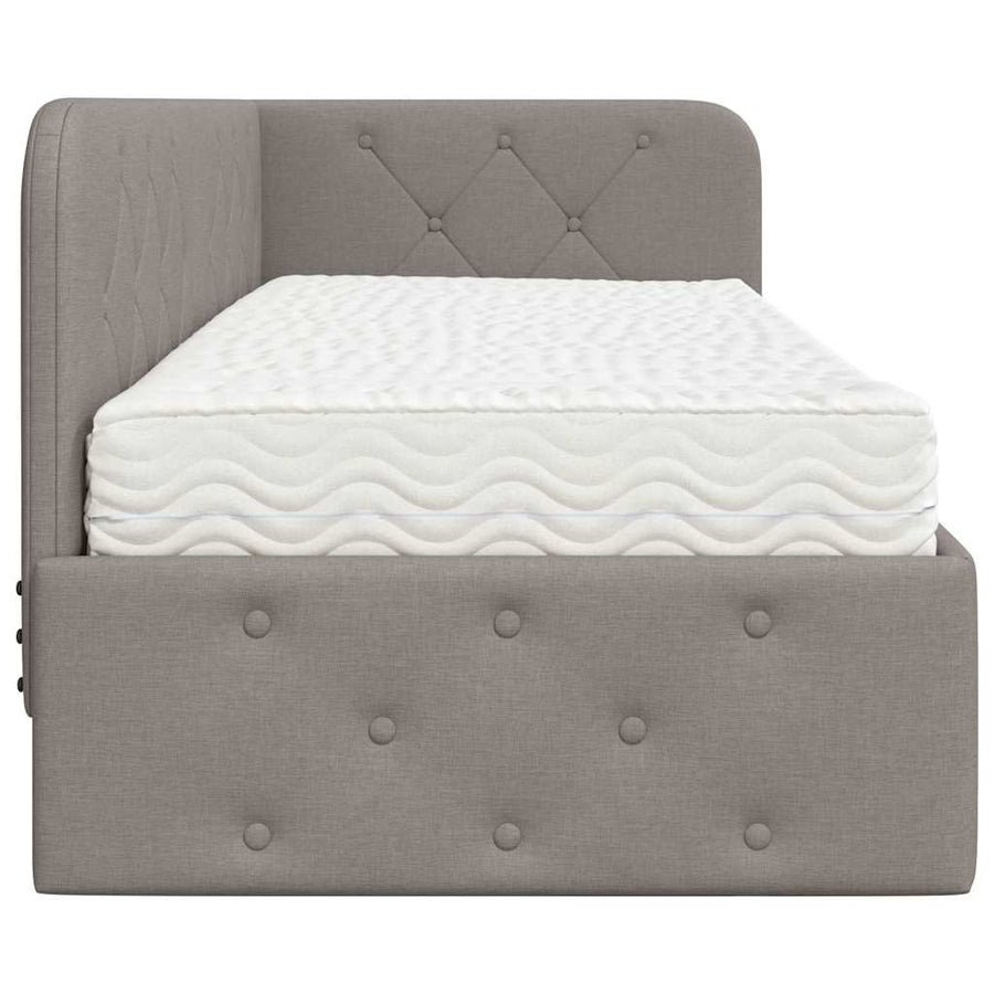 Hoekbedframe met matras met hoofdeinde Taupe 80 x 200 cm Stof