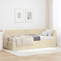 Hoekbedframe met matras met hoofdeinde Crème 80 x 200 cm Stof