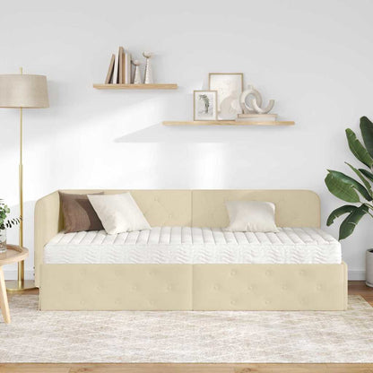 Hoekbedframe met matras met hoofdeinde Crème 80 x 200 cm Stof