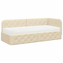 Hoekbedframe met matras met hoofdeinde Crème 80 x 200 cm Stof