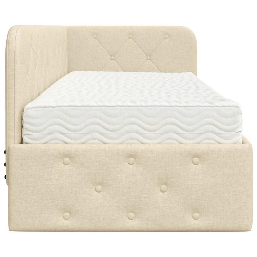 Hoekbedframe met matras met hoofdeinde Crème 80 x 200 cm Stof