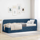 Corner Bed Frame with Mattress with Headboard Blue 80 x 200 cm Fabric