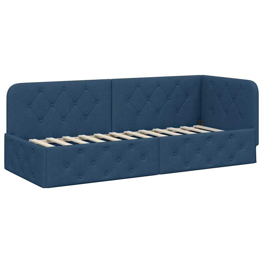 Hoekbedframe met matras met hoofdeinde Blauw 80 x 200 cm Stof