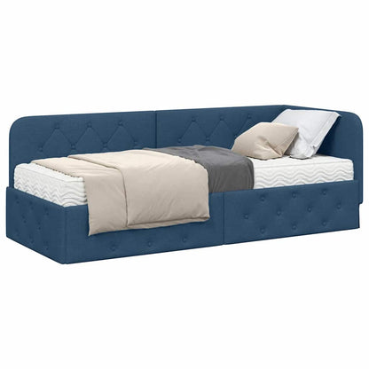 Hoekbedframe met matras met hoofdeinde Blauw 80 x 200 cm Stof