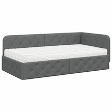 Hoekbedframe met matras Donkergrijs 90 x 190 cm Stof