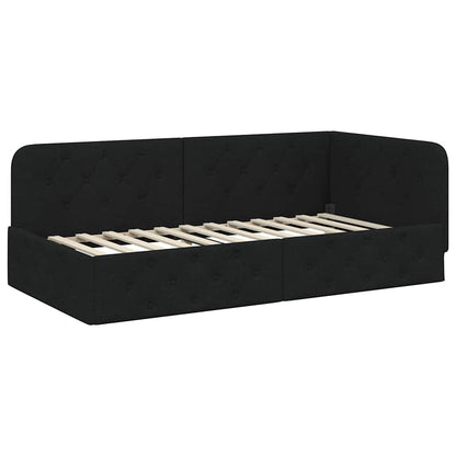 Hoekbedframe met matras met hoofdeinde Zwart 90 x 190 cm Stof