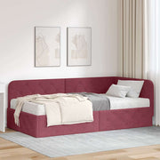 Hoekbedframe 90x190 cm wijnrood stof
