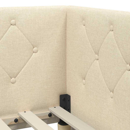 Hoekbedframe met matras met hoofdeinde Crème 90 x 190 cm Stof