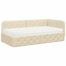 Hoekbedframe met matras met hoofdeinde Crème 90 x 190 cm Stof