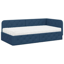 Hoekbedframe met matras met hoofdeinde Blauw 90 x 190 cm Stof