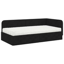 Hoekbedframe met matras met hoofdeinde Zwart 90 x 200 cm Stof