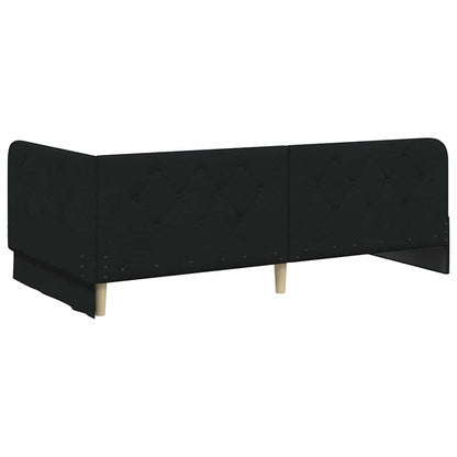 Hoekbedframe met matras met hoofdeinde Zwart 90 x 200 cm Stof