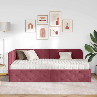 Hoekbedframe met matras Wijnrood 90 x 200 cm Stof